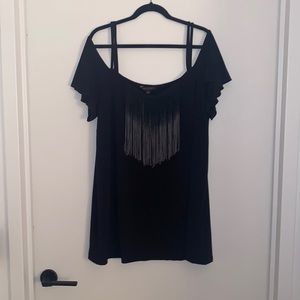 Anna Scholz For Simply Be Fringe Cold Shoulder Tunic Top